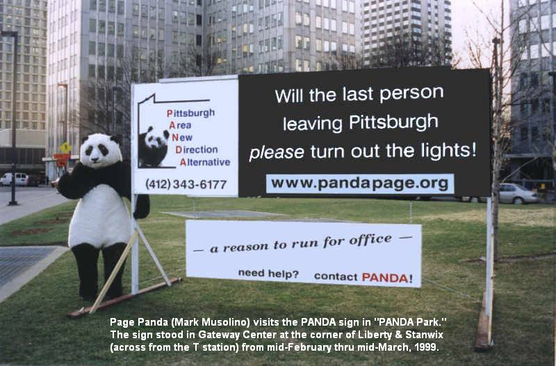 PANDA sign in Gateway Center, 1999